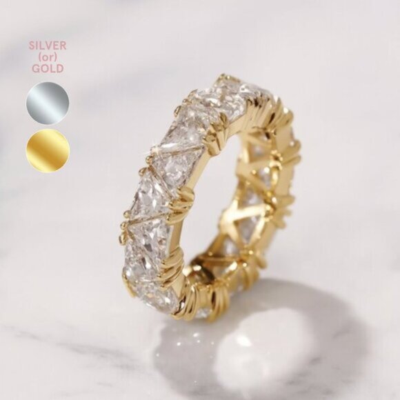 Gold or Silver “Hailey” 💎 Eternity Ring (multiple sizes) - Picture 1 of 10